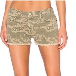 CURRENT/ELLIOTT
The Boyfriend Broken Camo Denim Shorts, Green Pattern